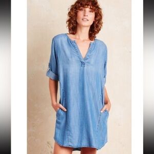 Anthropologie Cloth & Stone Elena Denim Shirt Dress